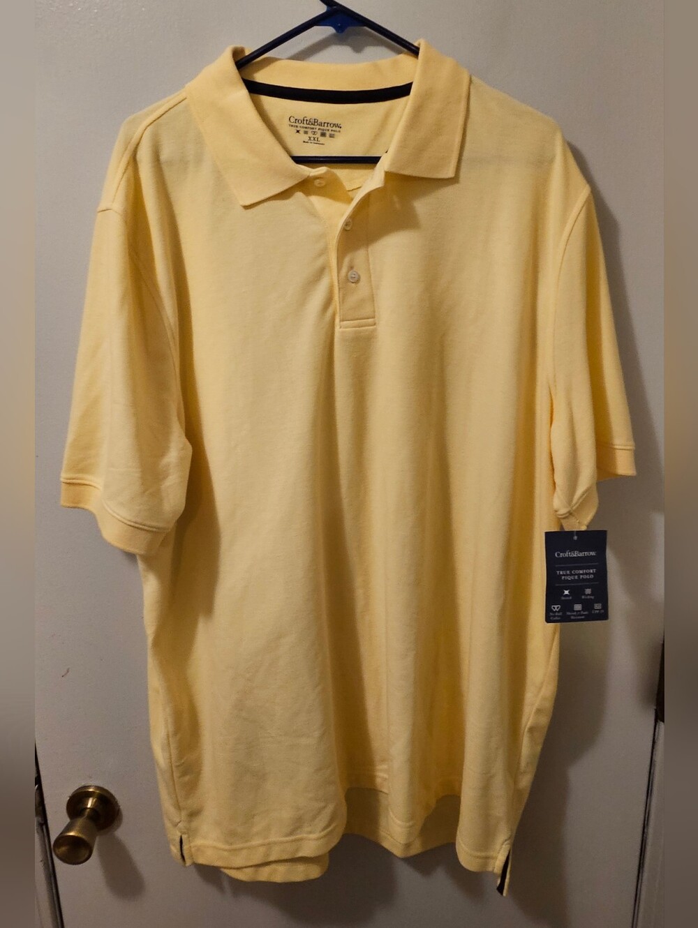 Croft & Barrow True Comfort Pique Polo UPF 15 Wicking Yellow Shirt Mens Size 2XL
